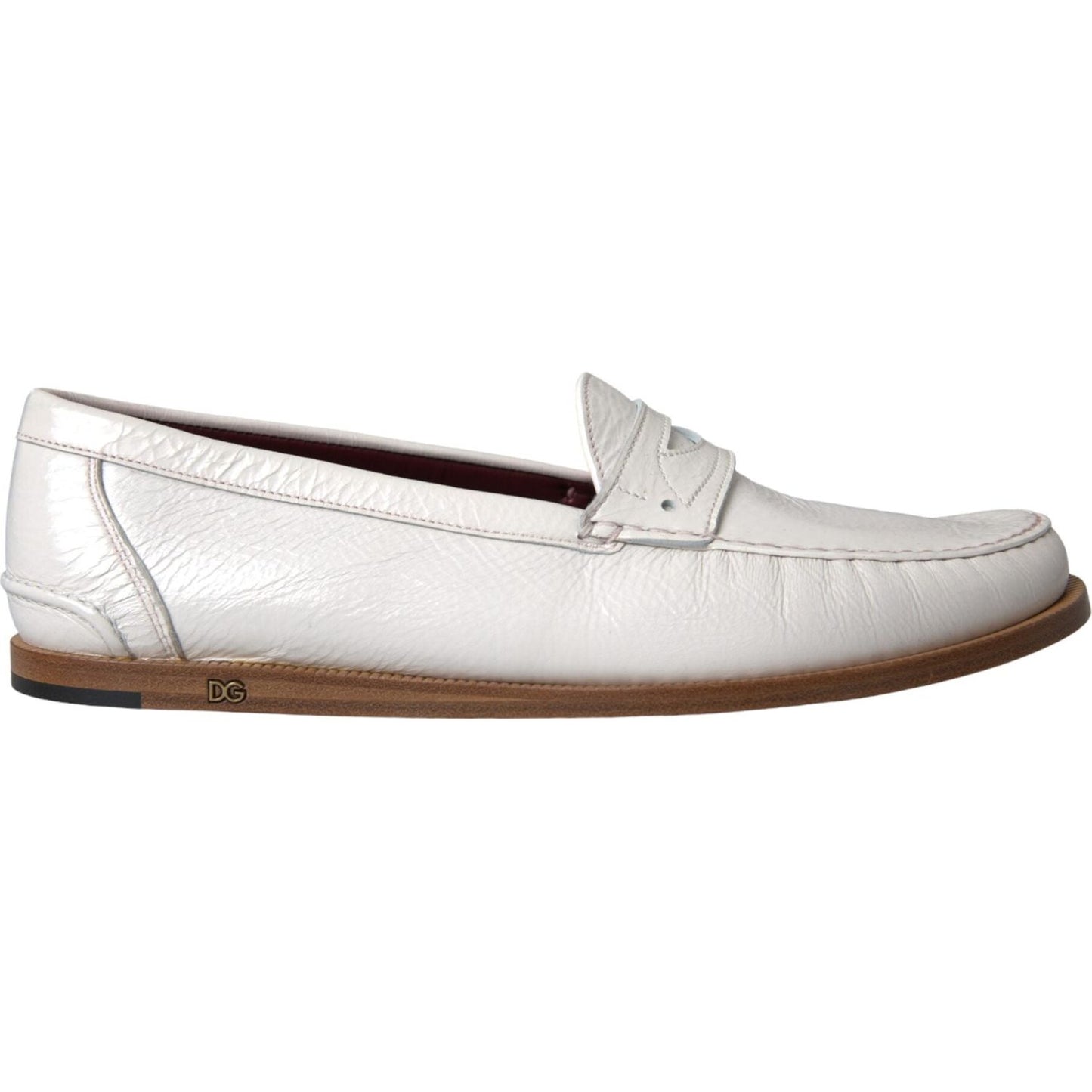 Dolce & Gabbana White Leather Slip On Mocassin Loafers Shoes MV5677-39