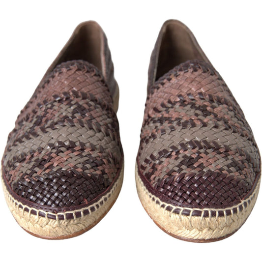 Dolce & Gabbana Brown Buffalo Leather Espadrille Flats Shoes MV5683-40
