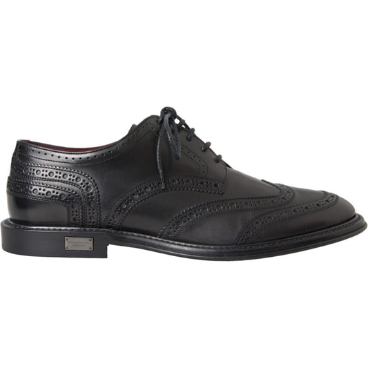 Dolce & Gabbana Black Leather Oxford Wingtip Formal Men Shoes MV5682-41
