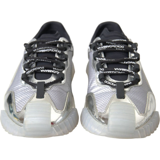 Dolce & Gabbana Silver Black Nylon NS1 Low Top Sneakers Men Shoes MV5711-42