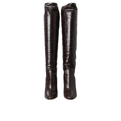 Dolce & Gabbana Brown Exotic Leather Heels High Boots Shoes