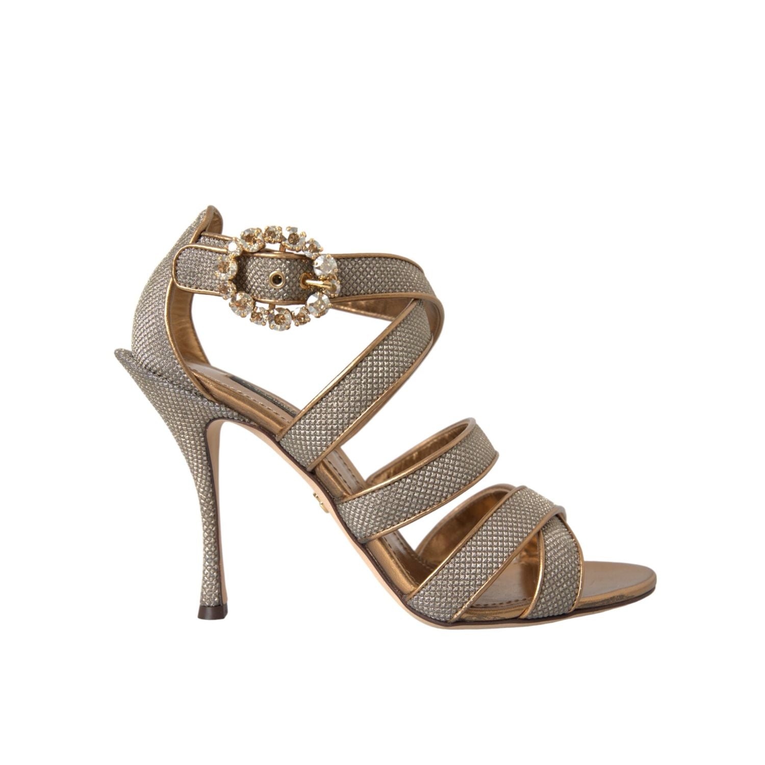 Dolce & Gabbana Bronze Crystal Strap Heels Sandals Shoes