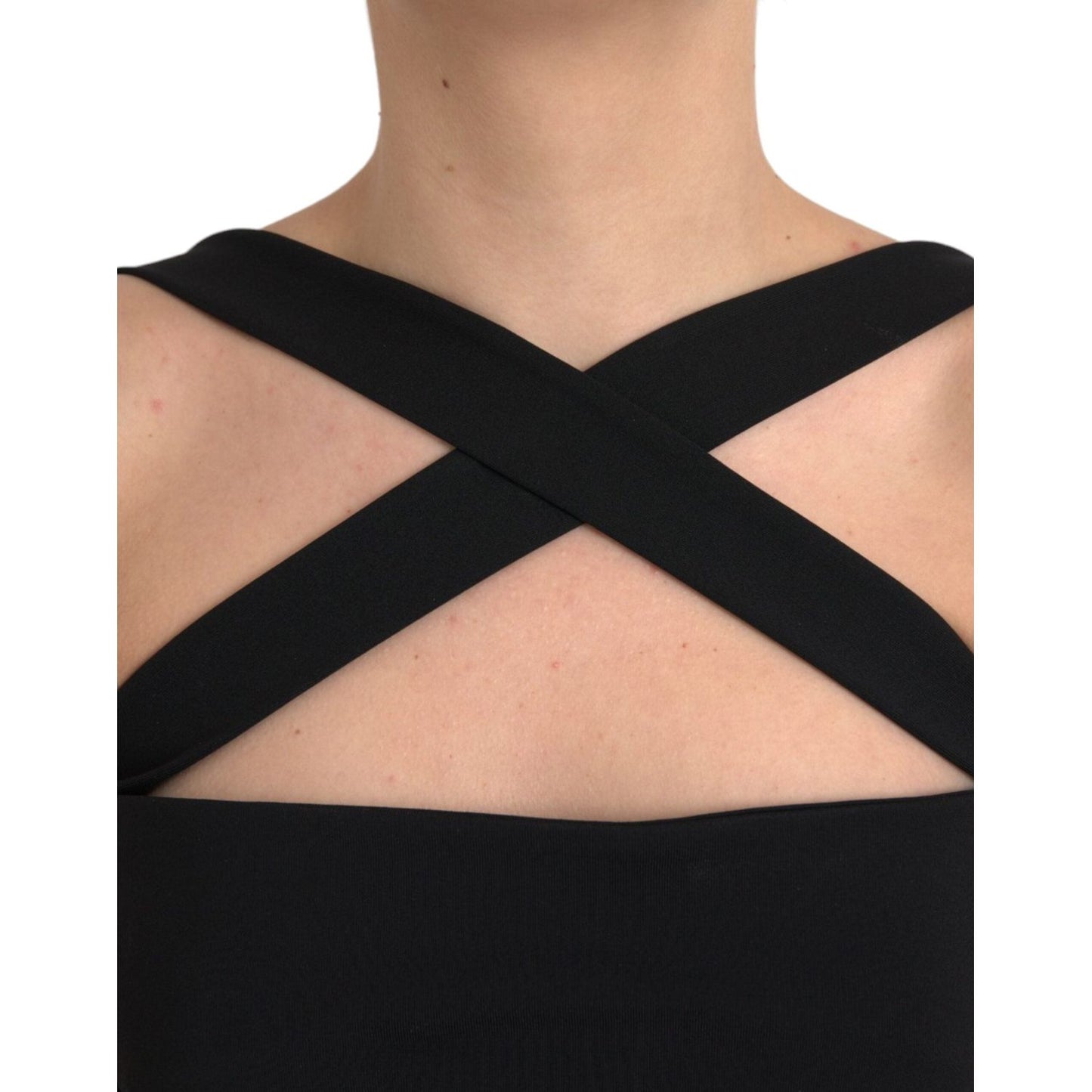 Dolce & Gabbana Black Sheath Halter Sleeveless Midi Dress