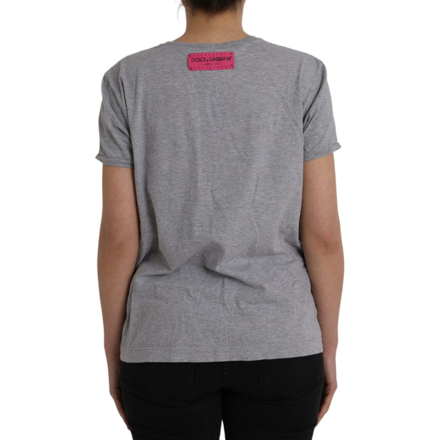 Dolce & Gabbana Gray Cotton L'Amore E'Bellezza Top T-shirt TSH84004-46