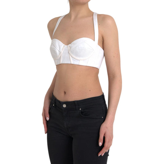 Versace White Viscose Bustier Sleeveless Cropped Top TSH84055-42