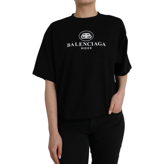 Balenciaga Black Cotton Logo Crew Neck Short Sleeves T-shirt TSH84947-XXS