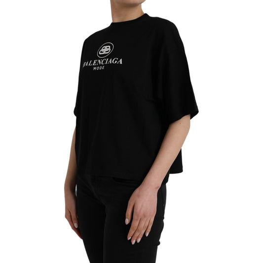 Balenciaga Black Cotton Logo Crew Neck Short Sleeves T-shirt TSH84947-XXS
