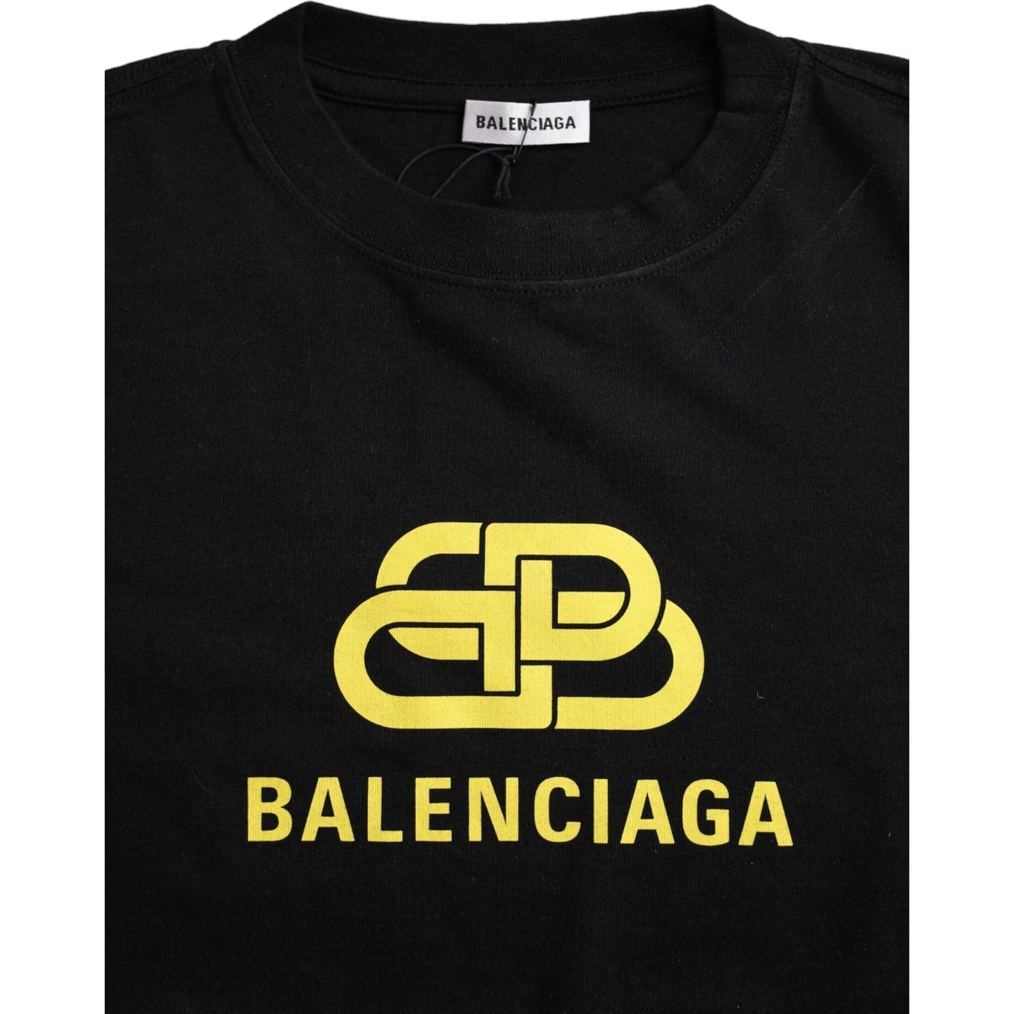 Balenciaga Black Cotton Logo Print Crew Neck Short Sleeves T-shirt TSH85023-M