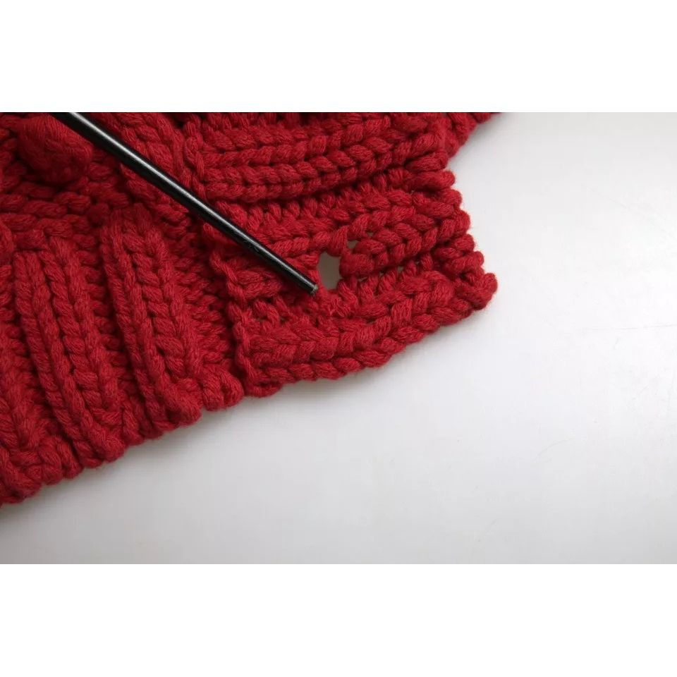 Dolce & Gabbana Red Wool Knit Button Down Cardigan Sweater