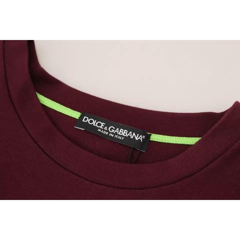 Dolce & Gabbana Bordeaux D&G Print Round Neck Cotton T-shirt TSH83257-40