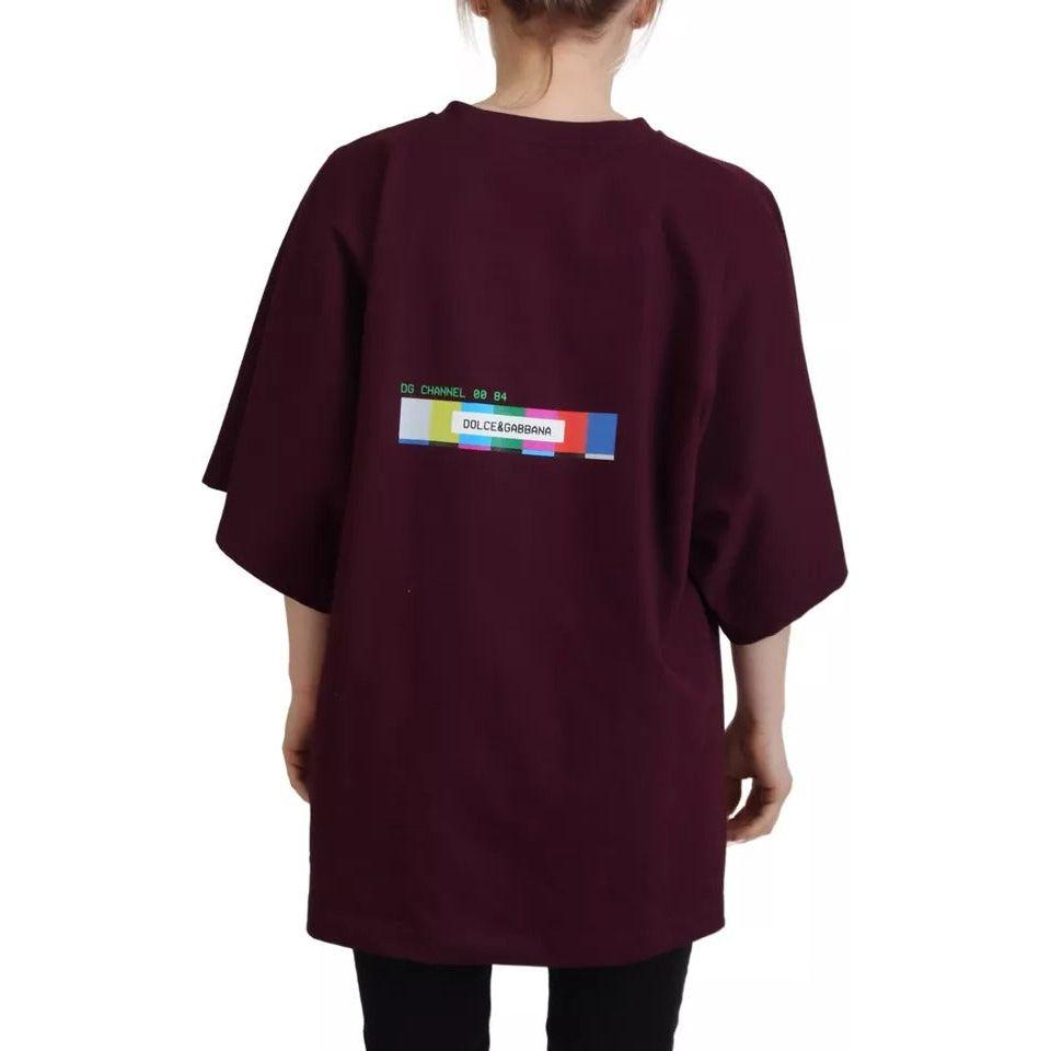 Dolce & Gabbana Bordeaux D&G Print Round Neck Cotton T-shirt TSH83257-40