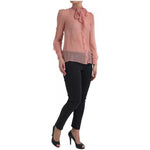 Dolce & Gabbana Pink Long Sleeves Ascot Collar Top Blouse TSH84782-36