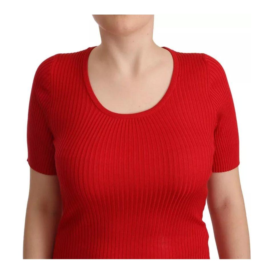 Dolce & Gabbana Red Silk T-shirt Short Sleeve Top Blouse TSH6699-40