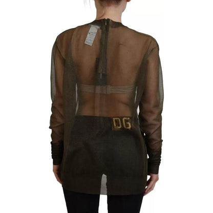 Dolce & Gabbana Black Transparent Crewneck Long Sleeves Top Dolce & Gabbana