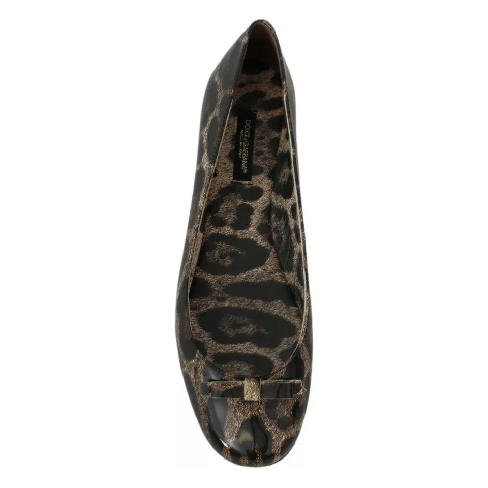 Dolce & Gabbana Brown Leopard Ballerina Flats Leather Shoes LA7688-36