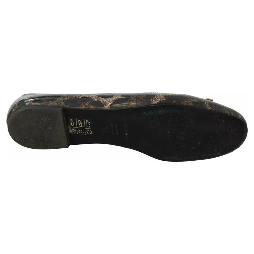 Dolce & Gabbana Brown Leopard Ballerina Flats Leather Shoes LA7688-36