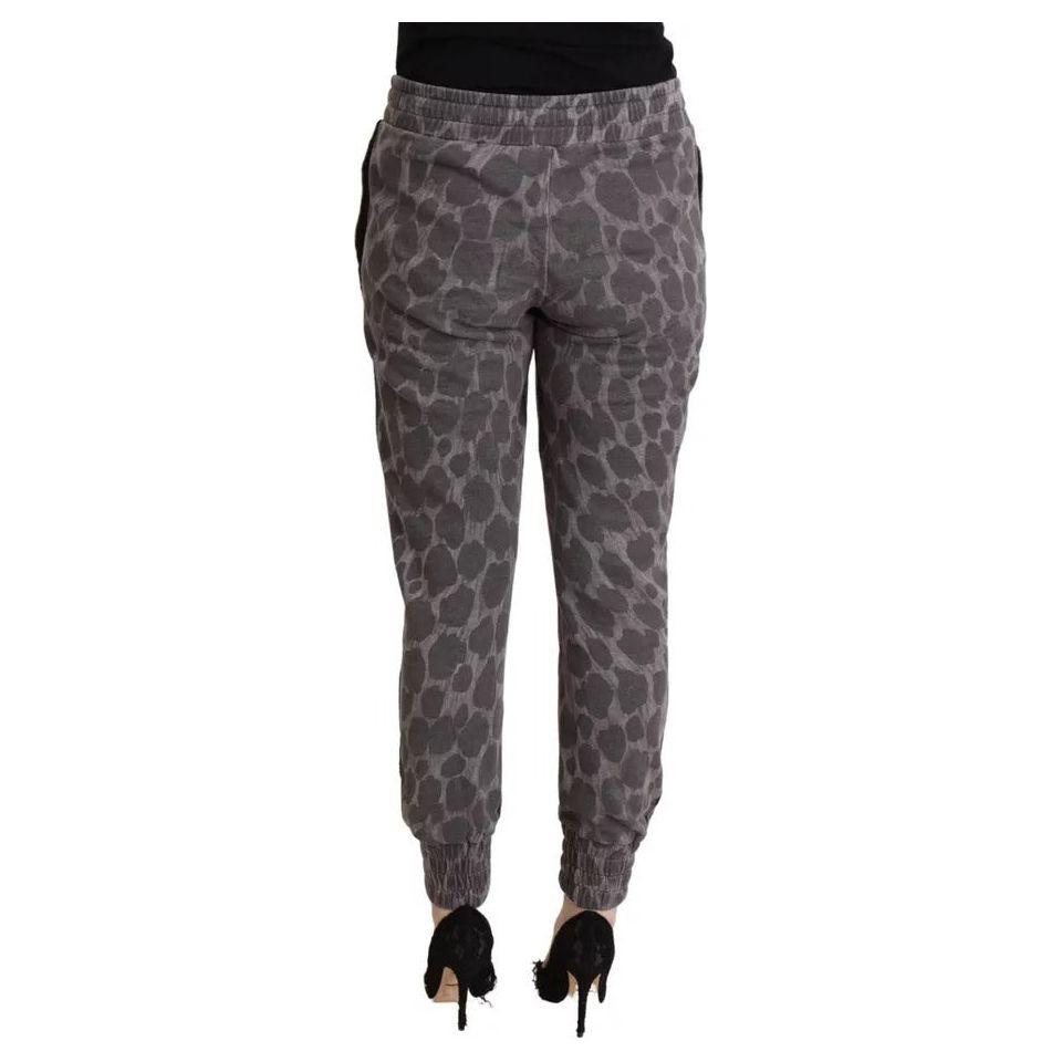Dolce & Gabbana Gray Leopard Print Sweatpants Jogger Pants PAN73035-44