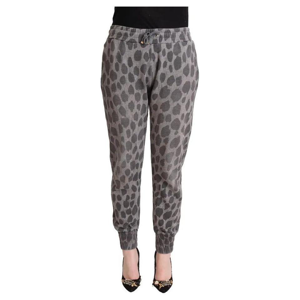Dolce & Gabbana Gray Leopard Print Sweatpants Jogger Pants PAN73035-44