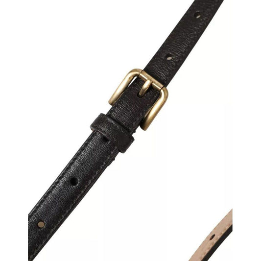 Dolce & Gabbana Dark Brown Leather Gold Metal Buckle Women Belt WMB3716-145