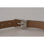 Dolce & Gabbana Silver Leather Metal Buckle Belt