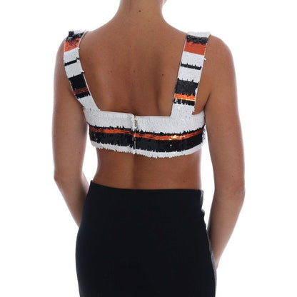 Dolce & Gabbana Multicolor Sequined Stretch Bustier Top