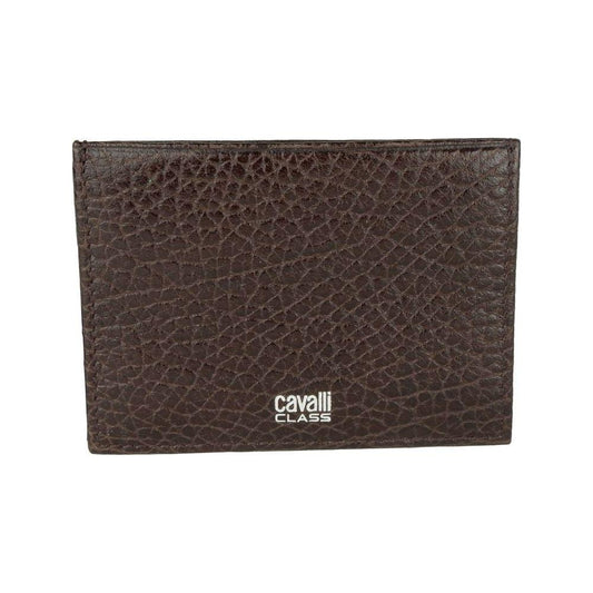 Cavalli Class Brown Calfskin Men Card Holder