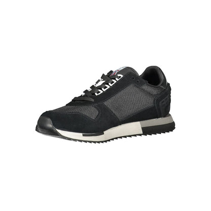 Napapijri Black Leather Men Sneaker with sleek design and iconic logo, showcasing style and comfort for trendsetters.