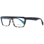 Yohji Yamamoto Brown Women Glasses Frame; plastic full-rim rectangle style with demo lenses; includes branded soft case.