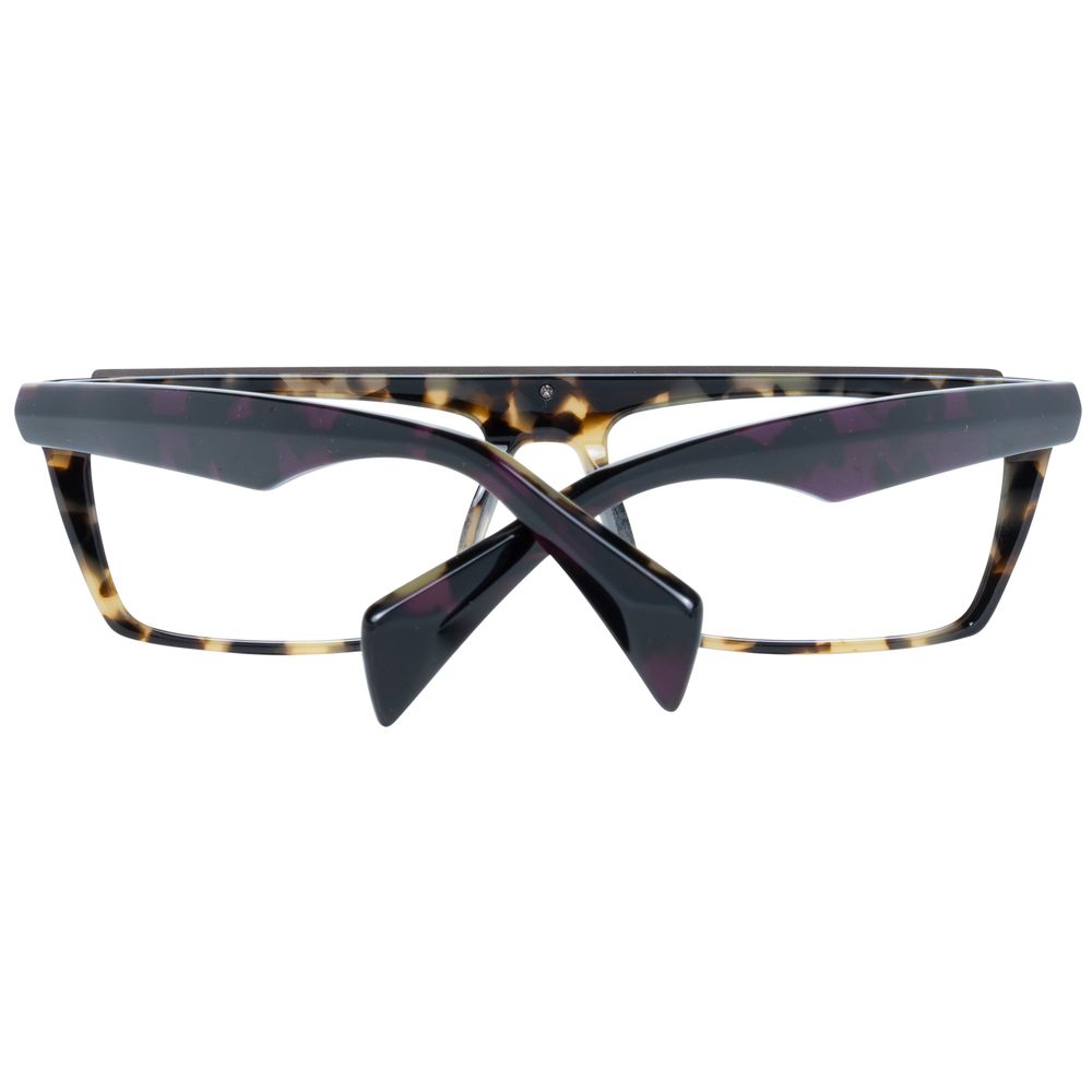Yohji Yamamoto Brown Women Glasses Frame, full-rim rectangle design, plastic material, includes branded soft case, size 57-16-140.