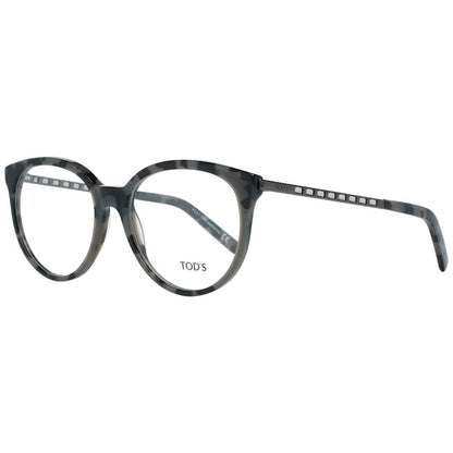 Alt Tag: Tod's Gray Plastic Glasses (Frames) in full-rim round style for women, featuring grey plastic frame and demo lenses.