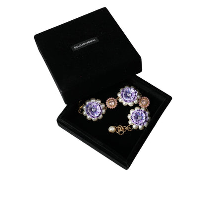 Dolce & Gabbana Gold FIORI BLOOMING Floral Baroque Crystals Bracelet