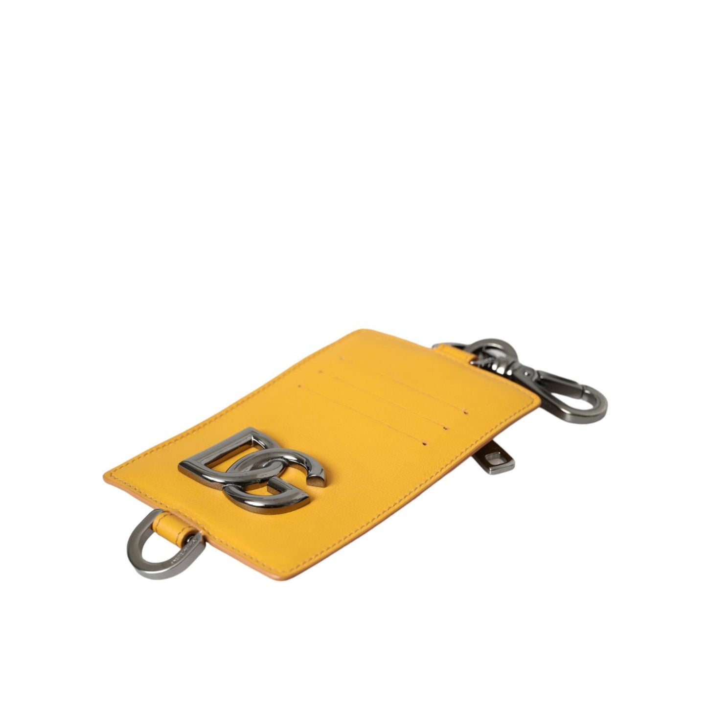 Dolce & Gabbana Orange Calf Leather Credit Card Holder Clip On Wallet