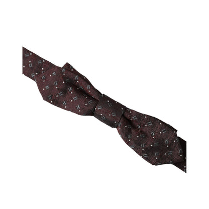Dolce & Gabbana Maroon Silk Patterned Adjustable Neck Papillon Bow Tie Dolce & Gabbana