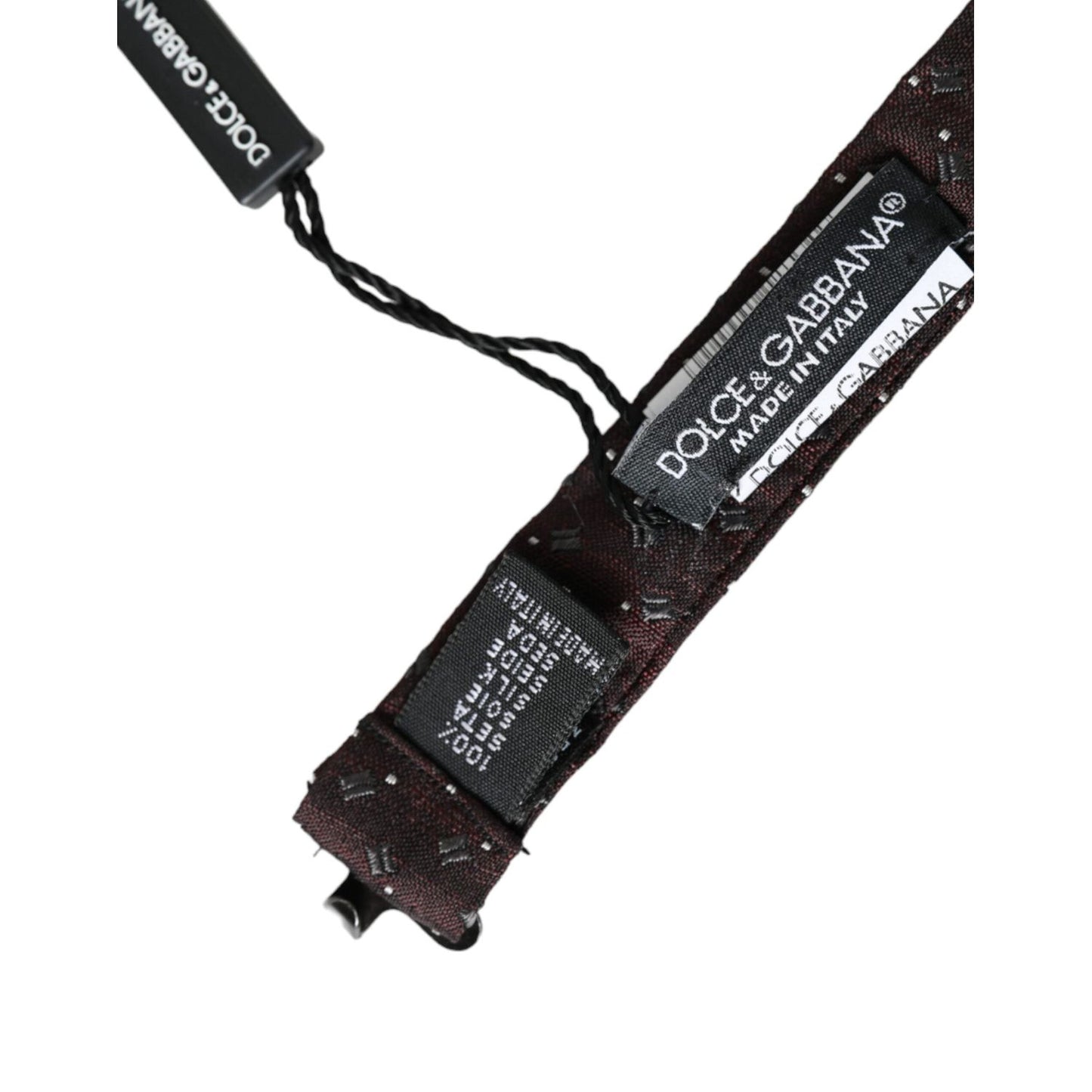 Dolce & Gabbana Maroon Silk Patterned Adjustable Neck Papillon Bow Tie Dolce & Gabbana