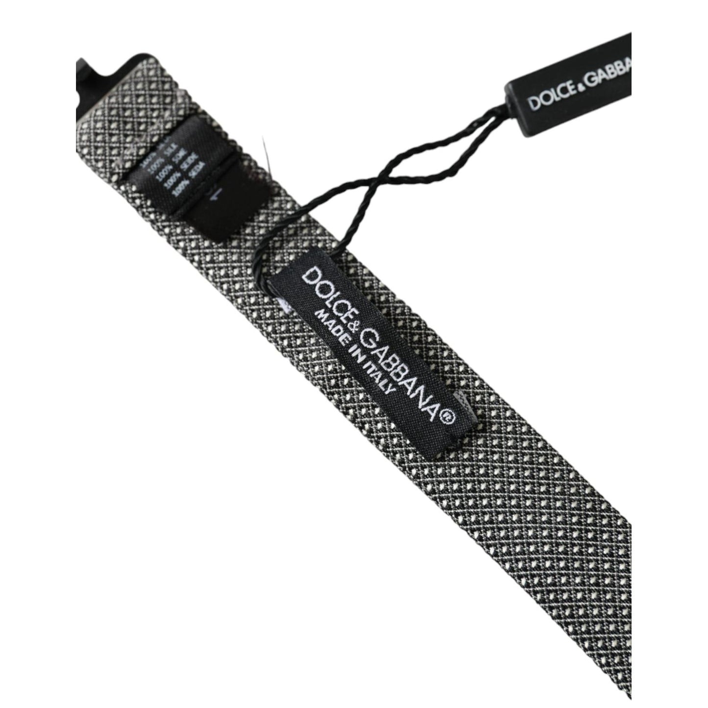 Dolce & Gabbana Gray Silk Patterned Adjustable Neck Men Papillon Bow Tie Dolce & Gabbana