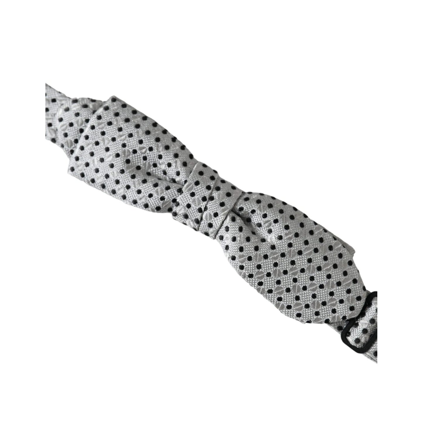 Dolce & Gabbana Gray Silk Polka Dot Adjustable Neck Men Papillon Bow Tie Dolce & Gabbana