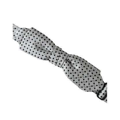 Dolce & Gabbana Gray Silk Polka Dot Adjustable Neck Men Papillon Bow Tie Dolce & Gabbana