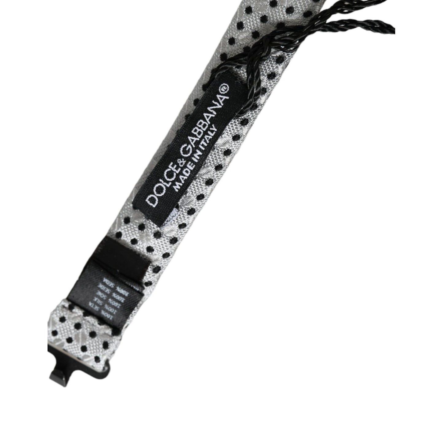 Dolce & Gabbana Gray Silk Polka Dot Adjustable Neck Men Papillon Bow Tie Dolce & Gabbana