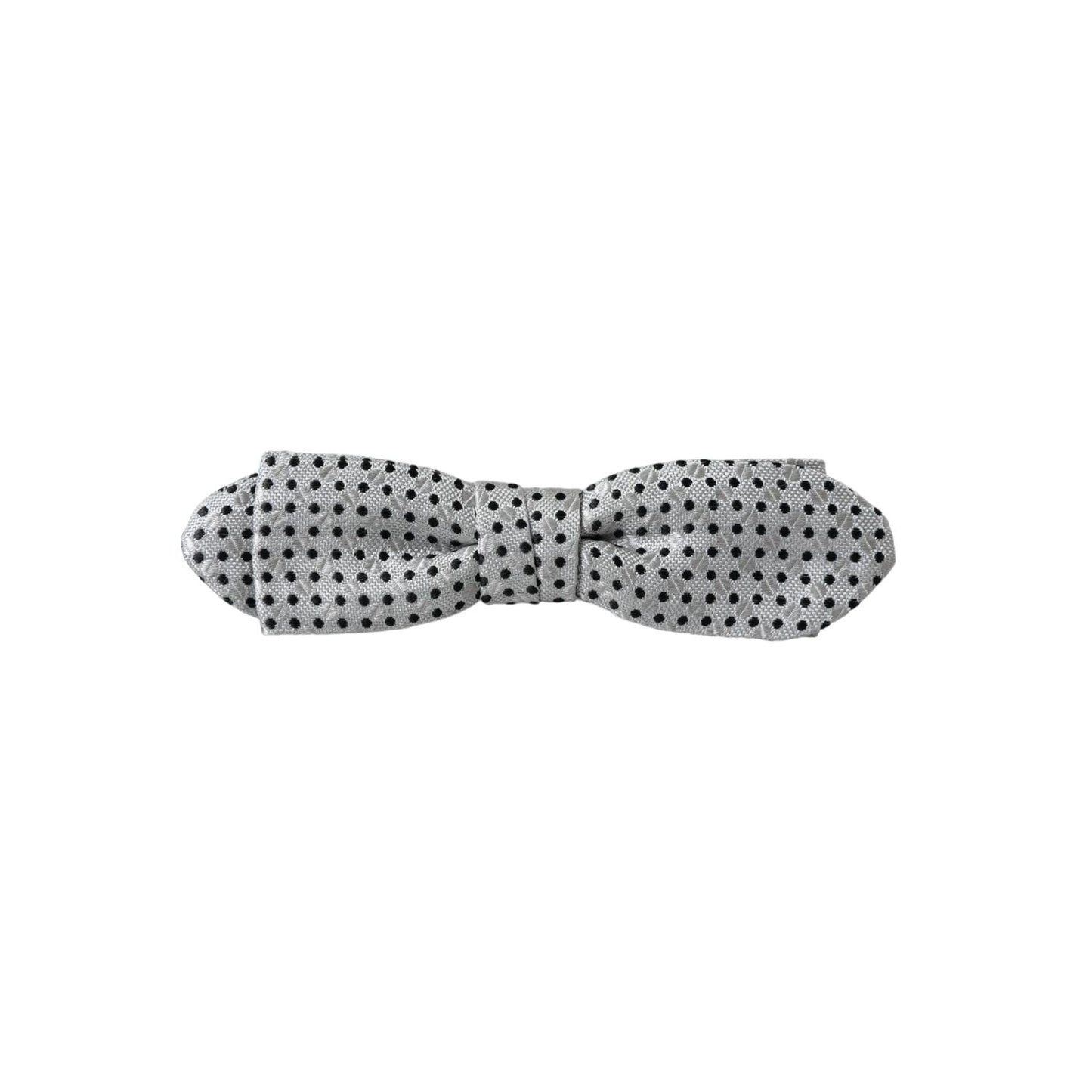 Dolce & Gabbana Gray Silk Polka Dot Adjustable Neck Men Papillon Bow Tie Dolce & Gabbana
