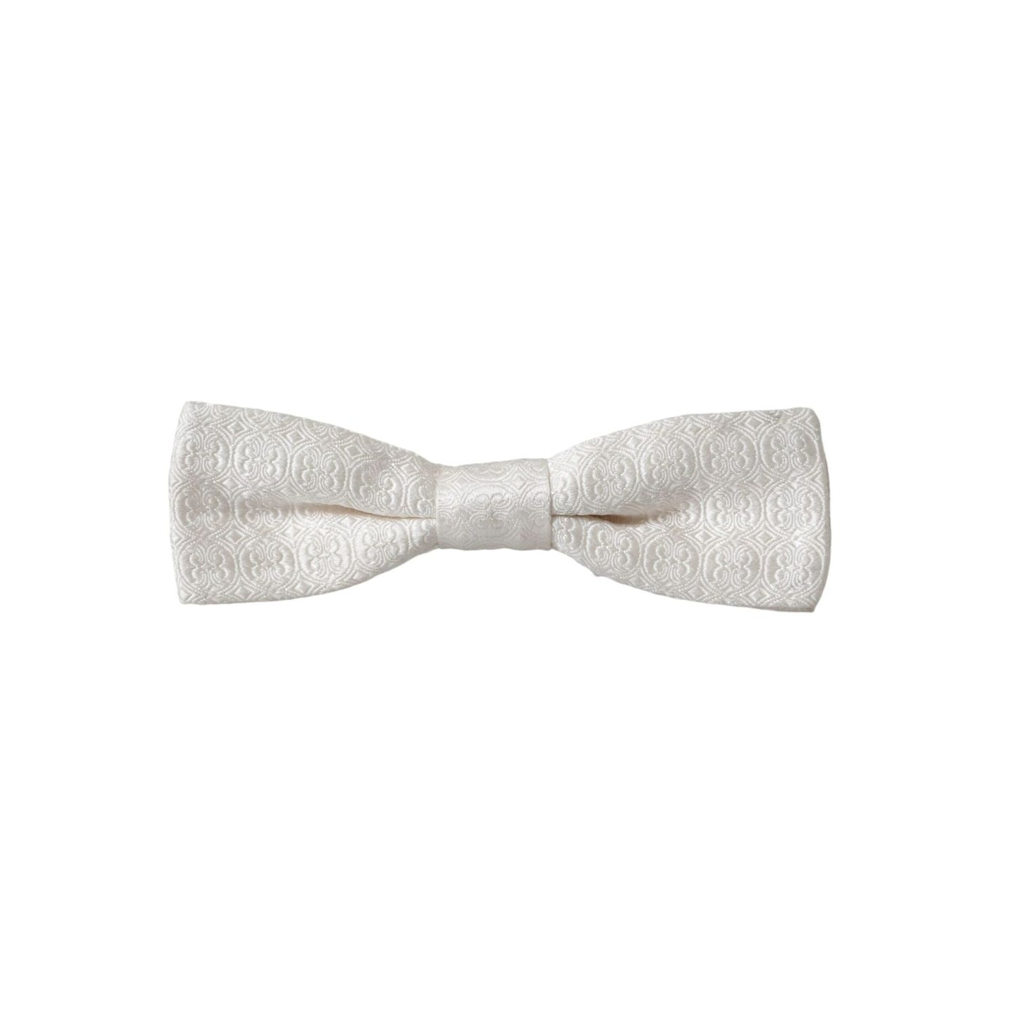Dolce & Gabbana White Silk Patterned Adjustable Neck Men Papillon Bow Tie Dolce & Gabbana