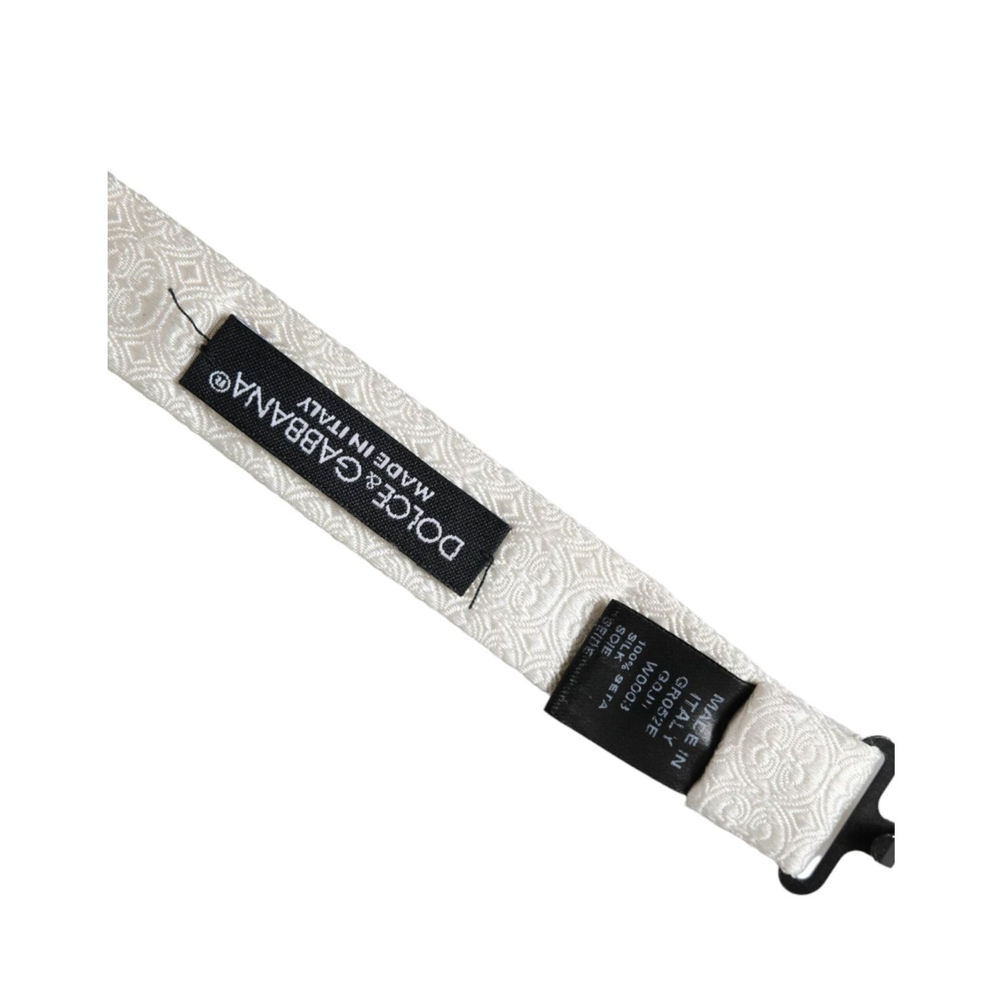 Dolce & Gabbana White Silk Patterned Adjustable Neck Men Papillon Bow Tie Dolce & Gabbana