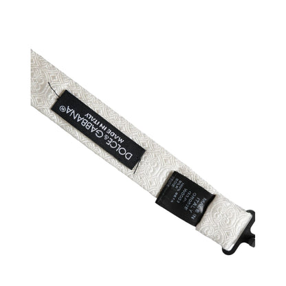Dolce & Gabbana White Silk Patterned Adjustable Neck Men Papillon Bow Tie Dolce & Gabbana
