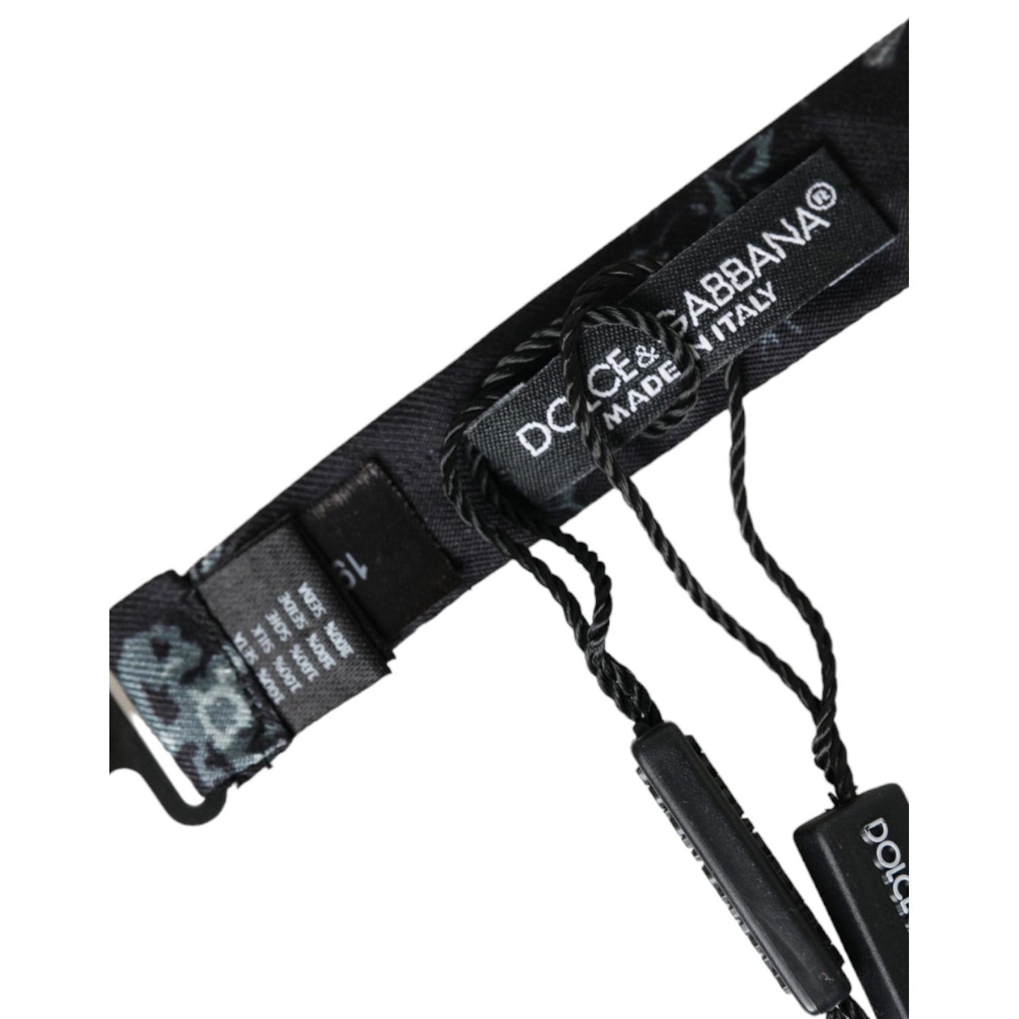 Dolce & Gabbana Black Floral Silk Adjustable Neck Men Bow Tie