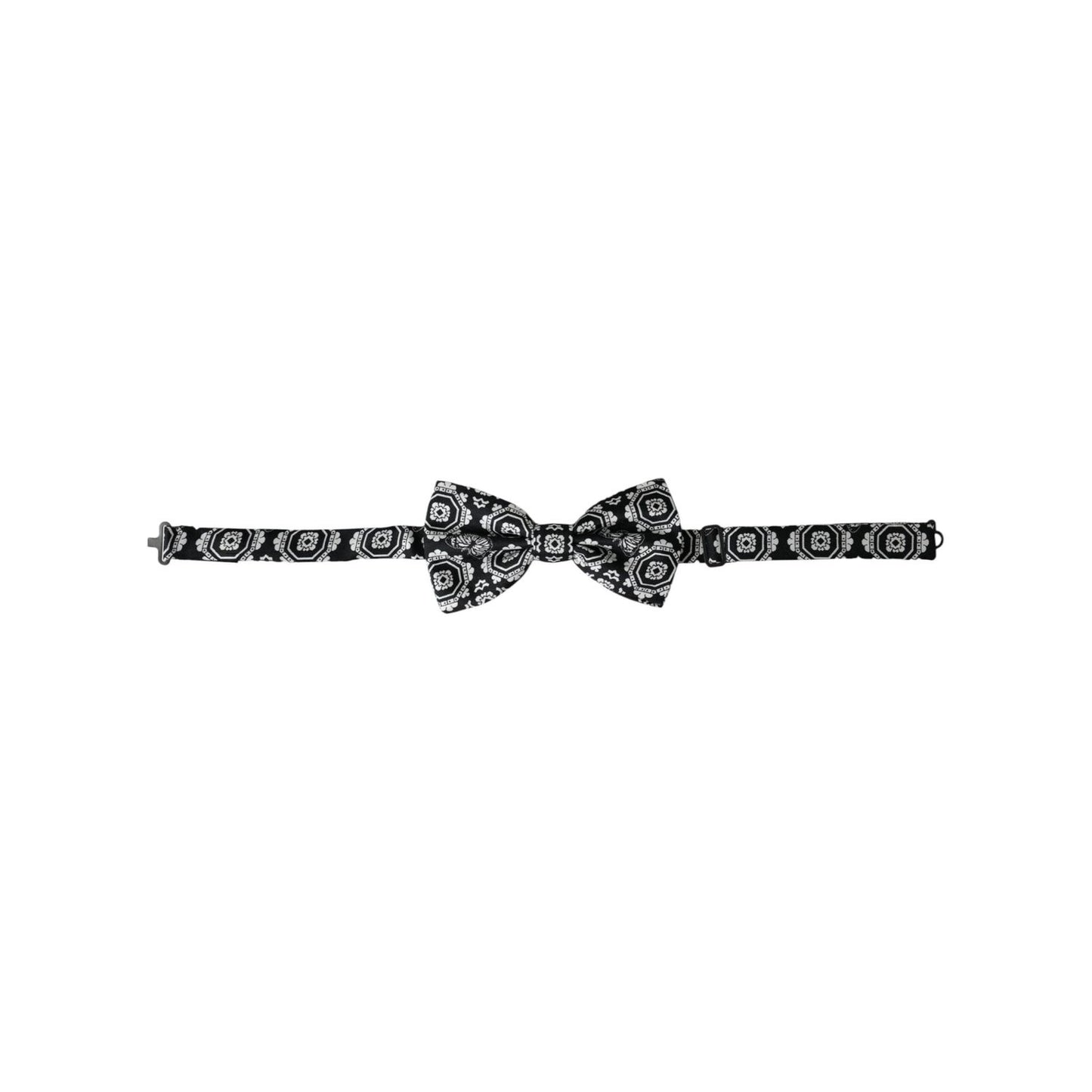 Dolce & Gabbana Black White Printed Adjustable Neck Men Bow Tie Dolce & Gabbana