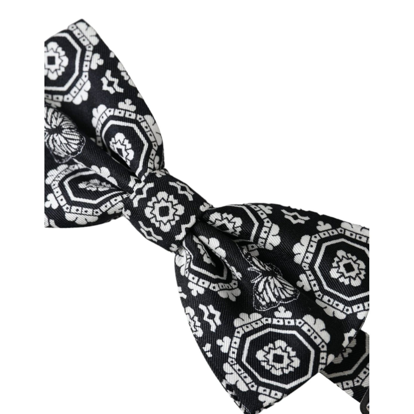Dolce & Gabbana Black White Printed Adjustable Neck Men Bow Tie Dolce & Gabbana