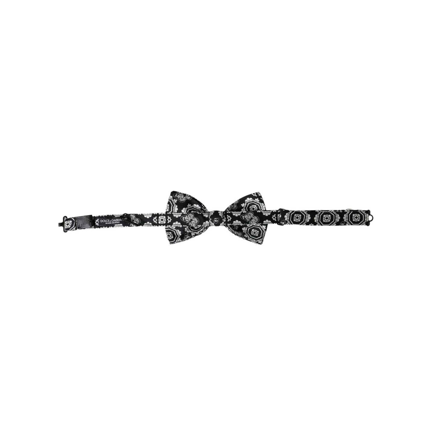 Dolce & Gabbana Black White Printed Adjustable Neck Men Bow Tie Dolce & Gabbana