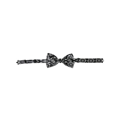Dolce & Gabbana Black White Printed Adjustable Neck Men Bow Tie Dolce & Gabbana