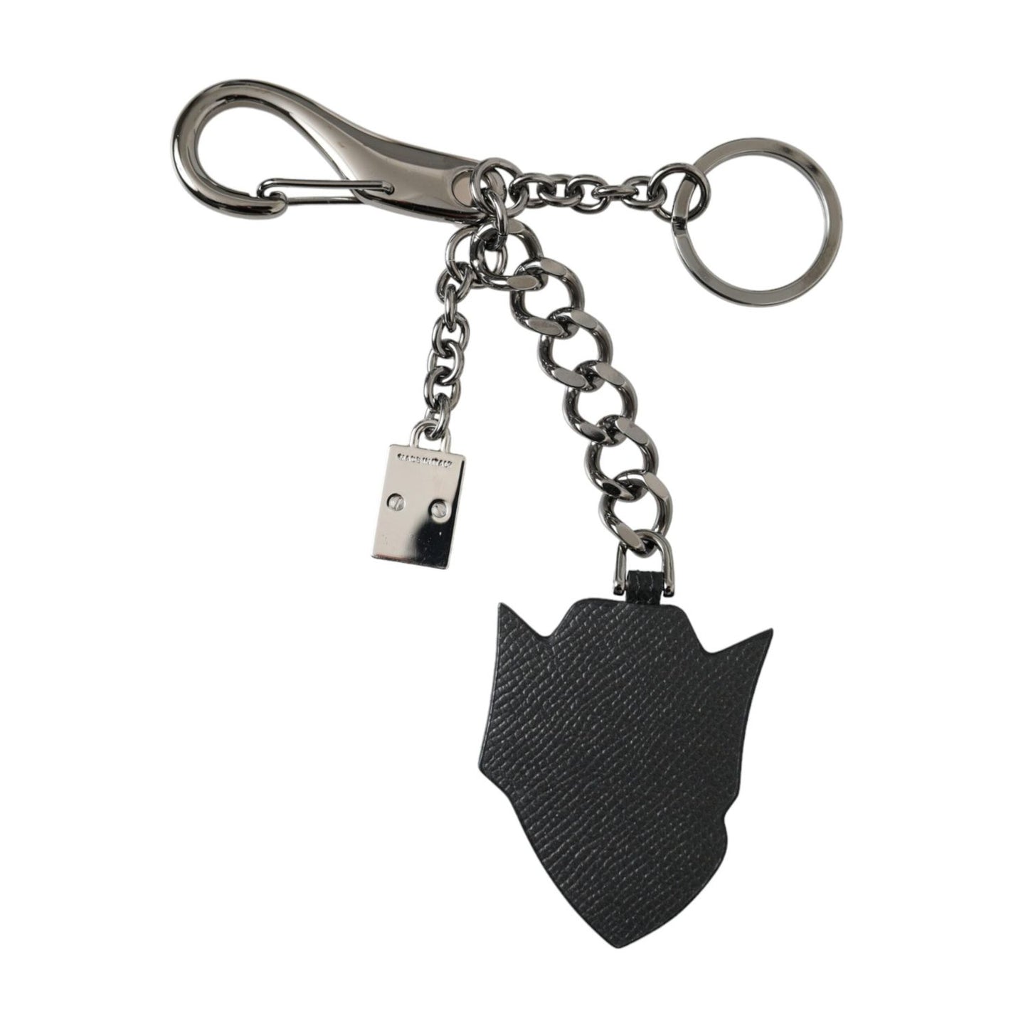 Dolce & Gabbana Black Prince Studs Logo Silver Brass Keychain Keyring Dolce & Gabbana