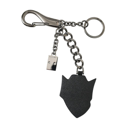 Dolce & Gabbana Black Prince Studs Logo Silver Brass Keychain Keyring Dolce & Gabbana
