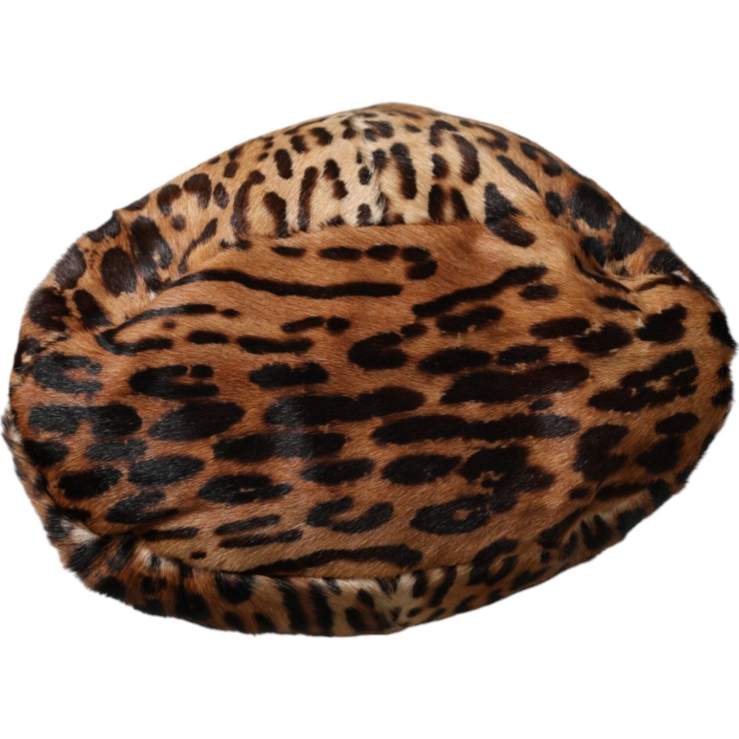 Dolce & Gabbana Brown Leopard Fur Women Bucket Hat